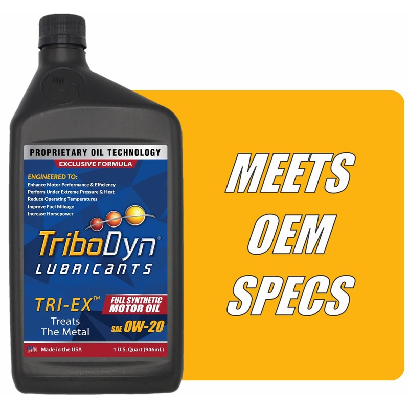 TriboDyn TRI-EX Full Synthetic Motor Oil (0W-20, 2 Quart Pack)
