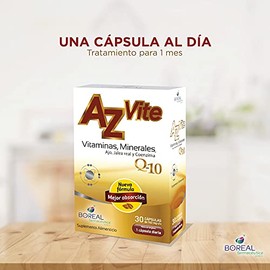Suplemento Alimenticio AzVite caja c/ 30 Cápsulas. Multivitamínico Suplemento Nutricional. Multivitaminas para Adultos. Vitaminas y Minerales con Ajo,
