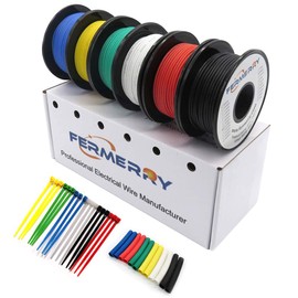 Fermerry 20 AWG Silicone Wire Hook up Wire Kit 20 Gauge Tinned Copper Wire 6 Colors 100Ft Each Stranded Flexible Electric Cable from