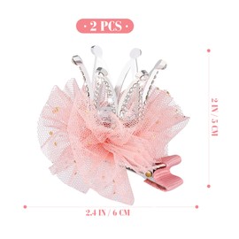 2pcs Crown Hair Pins, Princess Crown tiara Hair Clips, Tulle Mesh tiara (Blue)