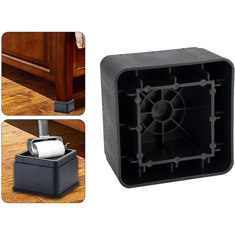 Teabelle Black Stackable Bed and Furniture Risers 3 Inch Heavy