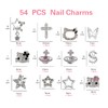 rythsans 56 pcs Bulk Set for Kitty Nails, Kawaii Bling