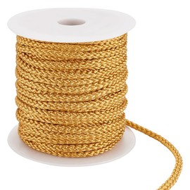 BENECREAT 20m/21.87 Yards Goldfarbene Gedrehte Kordel, 5mm Geflochtene Polyesterschnur Gedrehtes Zierkordelseil Für Geschenkverpackungen Bastelzubehör Zum Selbermachen