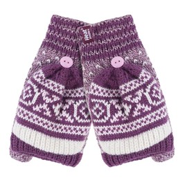 HEAT HOLDERS - Ladies Warm Fairisle Patterned Thermal Fingerless Winter Mittens Converter Gloves (One Size, Rose (Stockholm))