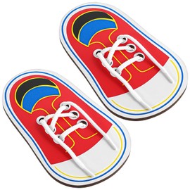 Wanmu Wooden Learn to Tie Your Own Shoes, 2 Pcs Shoe Tying Practice for Kids, Threading Lacing Shoes Training Board, Learning Kits for Kids Early Learning Toy for Teacher Preschool Classroom