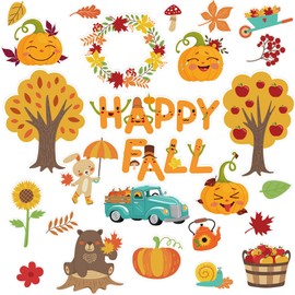 50Pcs Fall Bulletin Board Decorations Set Thanksgiving Cutouts Classroom Decor Pumpkin Leaf Fall Theme Paper Cutting with Glue, for Kids School Church Preschool Classroom Autumn Thanksgiving Party…