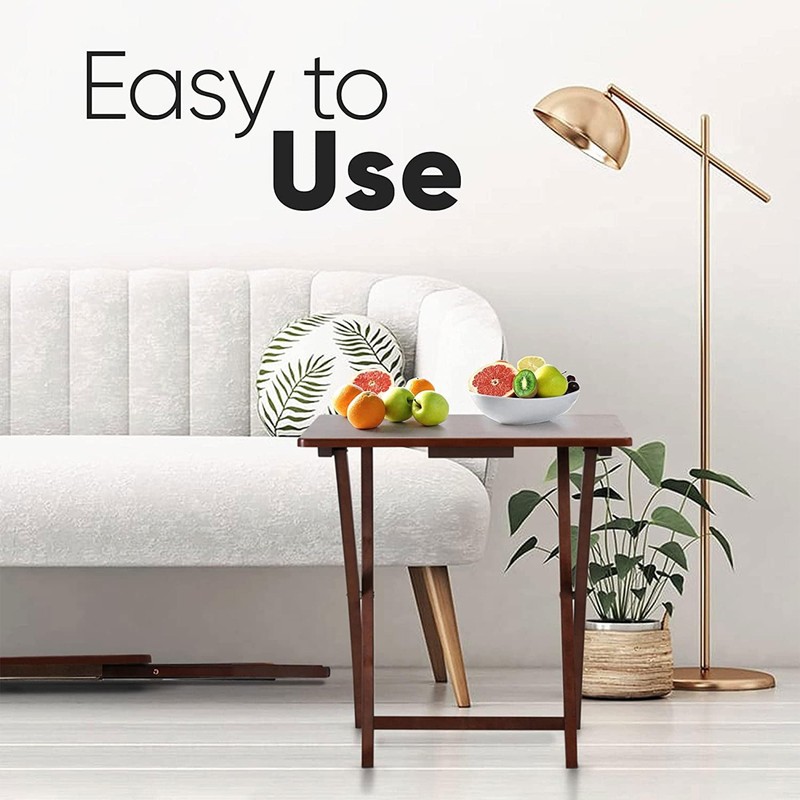 PJ Wood 2-Pack Folding TV Tray & Table, Multifunctional Foldable