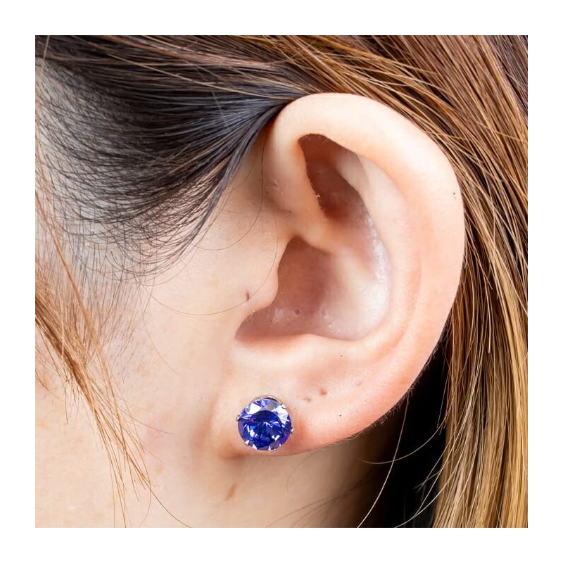 HSP Round Stud Earrings, Surgical Stainless Steel, Hypoallergenic, Simple, Cubic