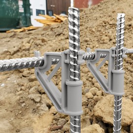 LTM CONCRETE Horizontal Rebar Holder (12 Pack) – HRH – Perpendicular Rebar Clip, Wall Reinforcement Spacer, Attach at Any Height, Sturdy, Bar #4 Support - Made in USA