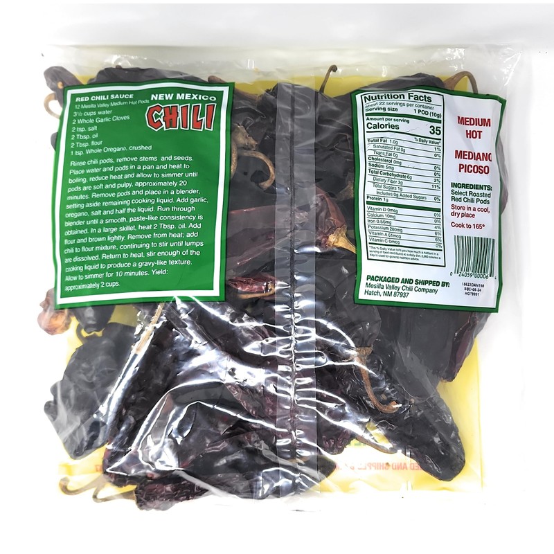 Barker's Medium Spicy Dried Red Chili Pods From Hatch, New