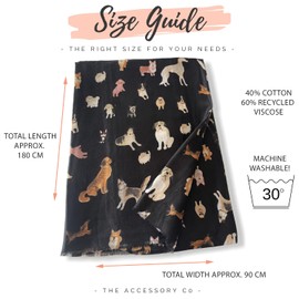 Dog Print Womens Scarf Shawl Wrap Lightweight Scarf, Black Dog Scarf Cat Gift Cotton Scarf, Spring Summer Winter Scarfs Women, Ladies Scarves, Womens Gifts 40th 50th 60th Birthday Present (Black)