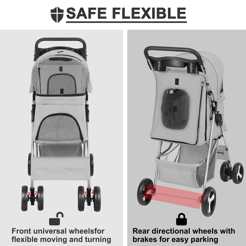 Wedyvko 4 Wheels Pet Stroller for Medium Small Dogs Cats