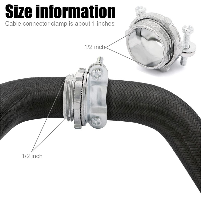 Fuzbaxy 24pcs 1/2Inch Clamp Type Cable Connectors for Metallic Conduit