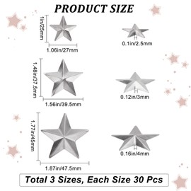 GORGECRAFT 90PCS 3 Sizes Metal Barn Star Rustic Three Dimensional Bulk Unfinished Magical Texas Sliver Stars 1 Inch 1.5 Inch 2 Inch for Patriotic 4th of July Wall Wreath Craft Farmhouse Decor