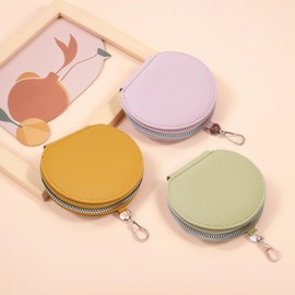 Coin Purse, Coin Case, Women's, Coin Case, Mini Wallet, Mini Pouch, Round, Compact, Round Pouch, Small, Includes Carabiner, Cute, Lightweight, Multi Trinket Bag, Accessory Key Case, Birthday Gift