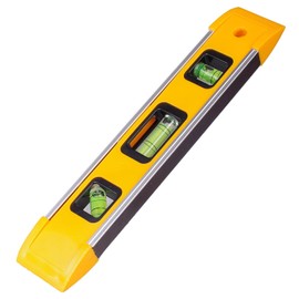 Wasserwaage 23 cm klein und magnetisch, für Profi und Heimwerker geeignet, Magnetwasserwaage mit drei Libellen, Wasserwaage Torpedo