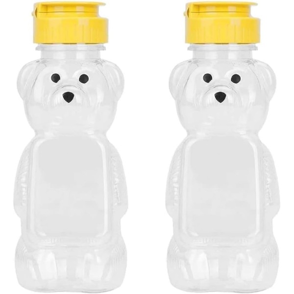 2 Pcs 8 Oz Plastic Bear Honey Bottle Jars, Empty