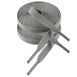 VSUDO VSUDO 115 cm Flat Light Grey Shoe Laces for Trainers, 8mm Light Grey Laces for Trainers, Light Grey Trainer Laces, Canvas Sneakers Light Grey Shoelaces for Women or Men (2 Pairs-Light Grey-115CM)