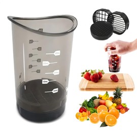 xiruiubao Stainless Steel Chip Cutter, Fruit Cutter with Container, Potato Cutter, Cutting Catcher Pampered Chef, Fruit Cutter, Cup Slicer, Cup Slicer, Cube, Cutting and Strips in One