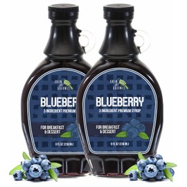Green Jay Gourmet Blueberry Syrup - 3 Ingredient Premium Breakfast Syrup with Fresh Blueberries, Cane Sugar & Lemon Juice - All-Natural, Non-GMO Pancake Syrup, Waffle Syrup & Dessert Syrup - 2 x 8 Oz