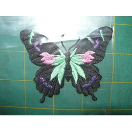ID 2 each Black butterfly Iron On Embroidered Patch Applique in bulk packag