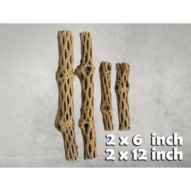 Cholla Wood Combo 4 Pieces 2-12" & 2-6” Habitat for Shrimp Hermit Crabs Plecos Reptiles Aquarium Driftwood Decoration Lowers pH Hideouts and Food Treat Chew Toy Organic Choya Natural