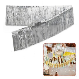 Generic 3 Packs Metallic Foil Fringe Garland Silver Wall Hanging Tinsel Fringe Banners for Car Parade Floats Bridal Shower Wedding Birthday Easter Graduation Holiday Party Decoration(30 Feet)
