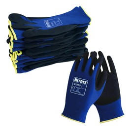 NITREX 270NF 10 Pairs of Gardening Gloves, Sandy Nitrile Palm Coating, Abrasion and Tearing Protection, Reduces Hand Fatigue, Blue/Black, Size 8