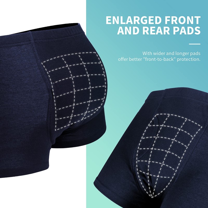 3 Pcs Men’s Incontinence Pants Incontinence Boxer Brief with Absorbent