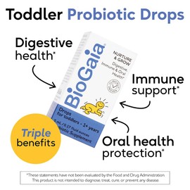 BioGaia Nurture & Grow Toddler Probiotic | Ages 1+ | Liquid Probiotic | Allergen-Free | Triple-Benefit Probiotic for Kids | Digestive Health, Immune Support & Oral Health Protection | 25-Day Supply