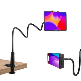 Ltheifaa Tablet Stand Holder for Bed, Gooseneck Mount Stand Clip Flexible Long Arm Tablets Mount Clamp on Table,Cell Phone Holder Compatible with 4-10 Inches Devices and Cell Phones