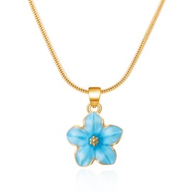rgwtgkyh Blue Hibiscus Flower Necklace for Woman Trendy Dainty Cute Plumeria Cherry Blossom Enamel Necklace Pretty Jewelry Gift