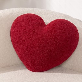 Heart Cushion, Cuddly Cushion, Children's Heart Cushion, Soft Fluffy Heart Shape Decorative Cushion, Sofa Cushion, Plush Cushion, Decorative Cushion for Children's Room, Bedroom Decoration (Red, 30 x