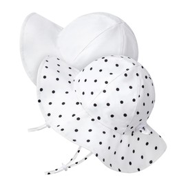 Baby Sun Hat Toddler Girl Beach Hat Adjustable Outdoor Hat UPF 50+ Sun Protection Wide Brim Infant Kids White/Point