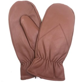 ZLUXURQ Men's Lambskin Gloves Thick Fleece Lined, Red-brown (100% lambskin/thick fleece lined)
