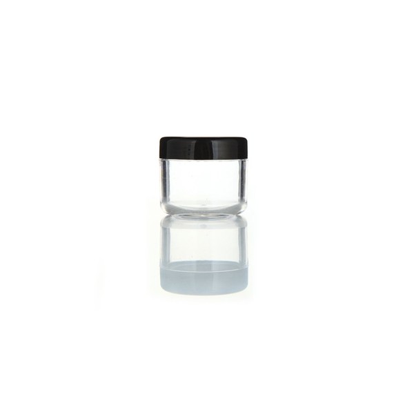 24 pieces 10 ml / 15 ml / 20 ml transparent plastic empty refillable sample bottle case cosmetic vial jar pot container bottle with black screw cap lid, 20 ml / 0.67 oz