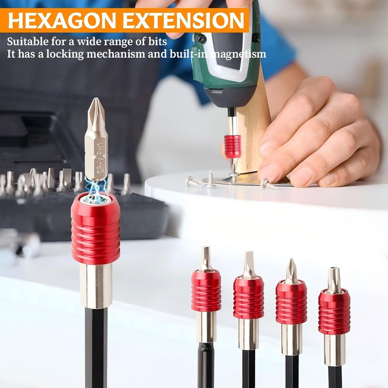 4pcs Magnetic Drill Bit Extension, Bestgle 1/4 Inch Hex Shank