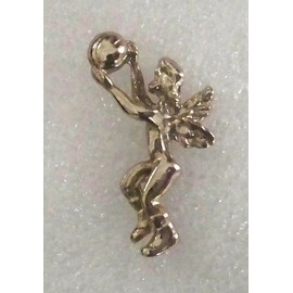 Basketball Angel pin, silvertone plated