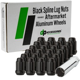 DPAccessories Lug Nuts Compatible with 1995-2004 Toyota Tacoma 6-Lug | Black Spline Style | Aftermarket Aluminum Wheels Only | Set of 24 Wheel Nuts & 1 Tool | DTOTA601A-BK/1