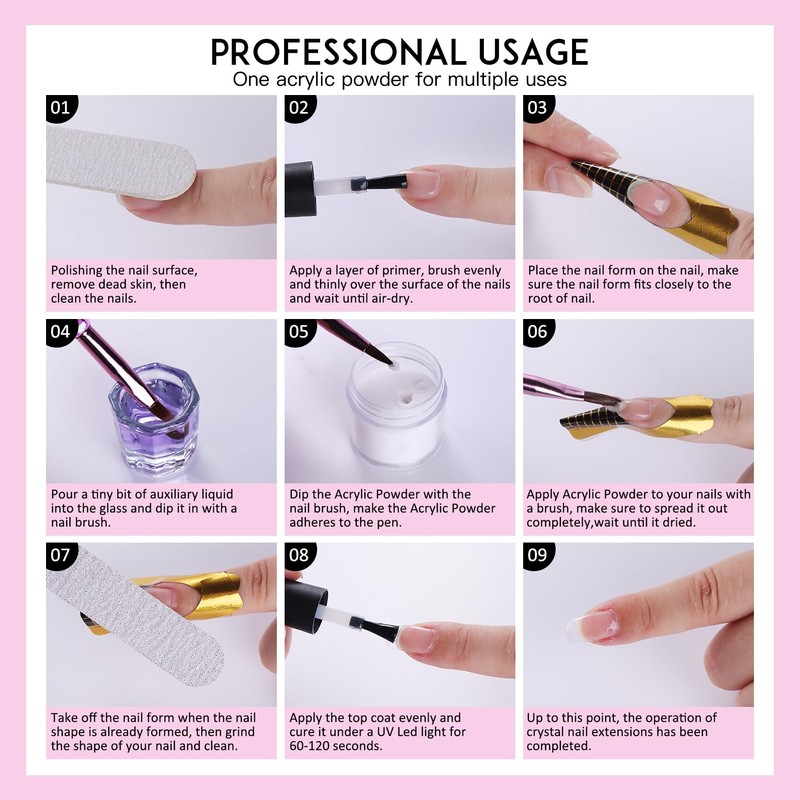 Acrylic Nail Kit with Drill: 20g Clear White Pink Acrylic