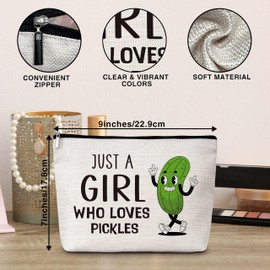 Eyouyeqi Funny Pickles Makeup Bag, Just A Girl Who Loves Pickles Cosmetic Bags, Food Cucumber Makeup Zipper Pouch Bag, Pickle Lover Inspired Gift, Birthday Gift For Women Girls, 20