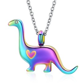 QGJNSGC Cremation Jewelry for Ashes Dinosaur Urn Necklace for Ashes Stainless Steel Ashes Pendant for Women Men Keepsake Memorial for Jewelry for Pet