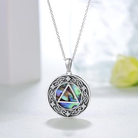 SVODEA Sobriety Gifts for Women 925 Sterling Silver Alcoholics Anonymous Recovery Symbol Necklace AA Sobriety Jewelry Gifts for Women