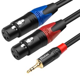 Disino Dual Female XLR to 3.5mm Y-Splitter Cable, Unbalanced XLR Female to 1/8 Inch Mini Jack TRS Stereo Aux Interconnect Audio Mic Breakout Patch Cord - 6.6 Feet/2 Meters