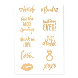 Weddingstar Gold Bachelorette Party Temporary Tattoos - Bridal Squad