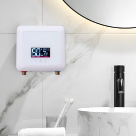 Tankless Water Heater Electric,5500W 110V Constant Temperature Instant Hot Water Heater with Remote Control Digital Display,On Demand Hot Water Heater for Home Kitchen Indoor,White