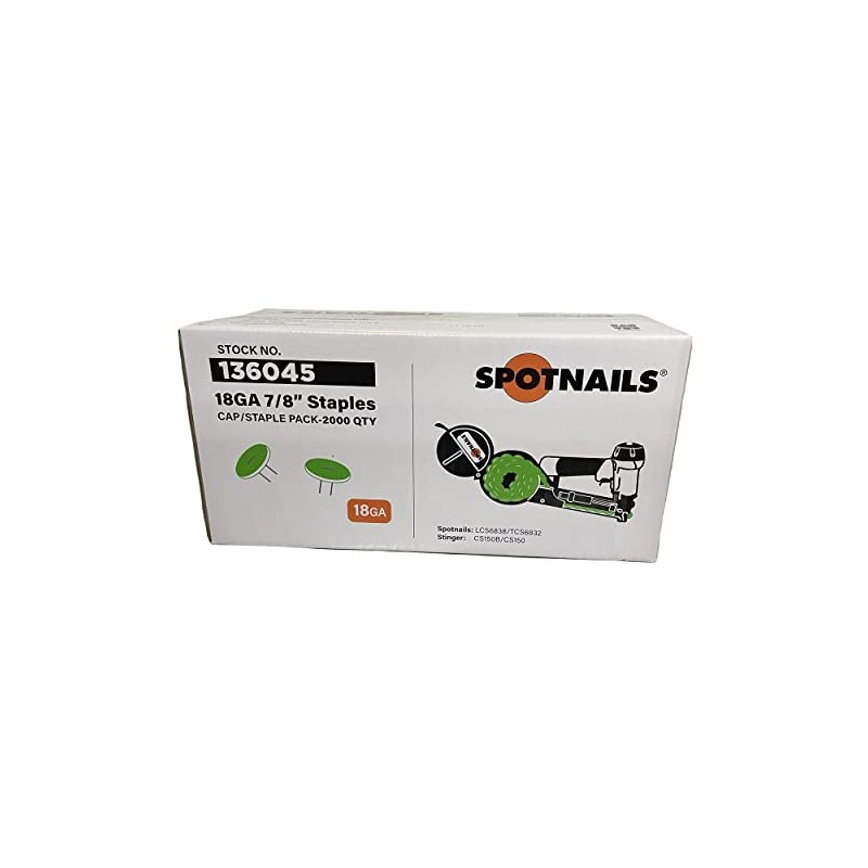 SpotNails 18Ga 3/8" X 7/8" Cap and STAPLE PAC 136045