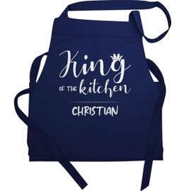 Geschenk mit Namen personalisiert by Shirtracer - Apron - Cooking Apron Men - King of the Kitchen with Name I Gift Cooking I Gift for Chefs, 3 Navy Blue