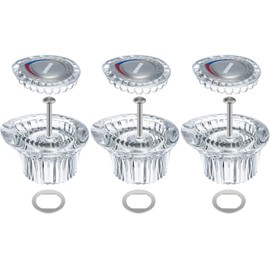 Enhon 3 Pack Shower Knob Handle Kit Compatible with Moen 96797 Chateau Collection, Replacement Faucet Handle Kit for Bathroom Tub and Shower, Include Screws, Chrome Knob Insert