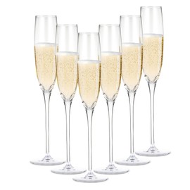 BERKWARE Crystal Champagne Flutes Set of 6 - Elegant Glass Champagne Flutes for Weddings, Parties & Celebrations - 5.5 oz Champagne Glasses - Premium Flute Glasses for Sparkling Wine & Cocktails